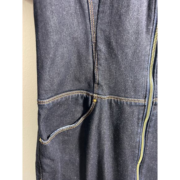 Armani Exchange Jean gold Zip Jean Dress  Size 10 - Picture 3 of 14